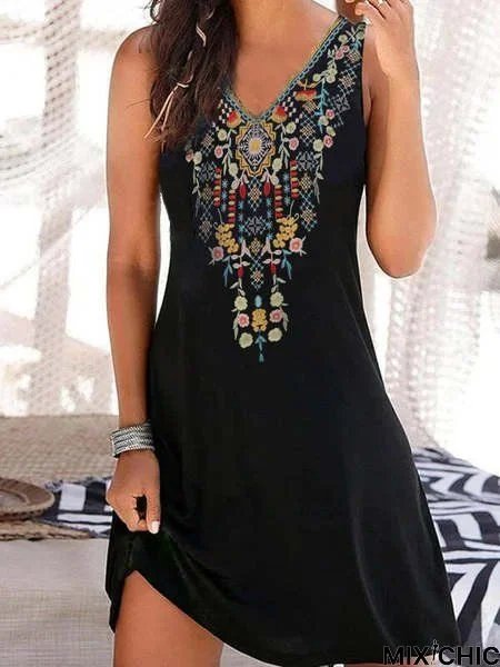 Casual V Neck Loose Ethnic Shorts