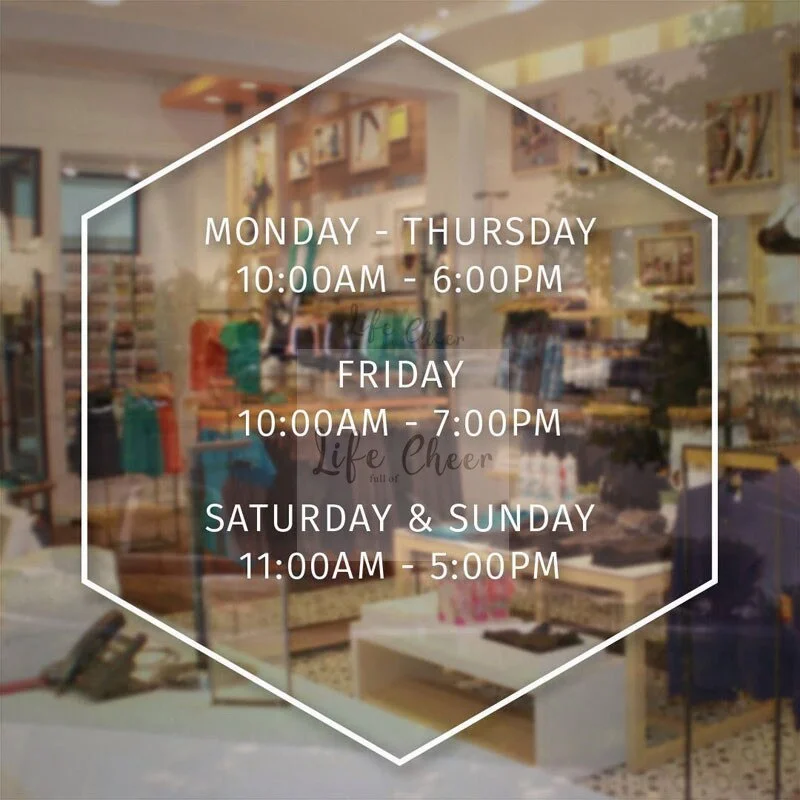Customized Work Hours Vinyl Decal Shop Store Window Sticker Wroking Schedule Wall Poster Business Custom Time Murals AC102