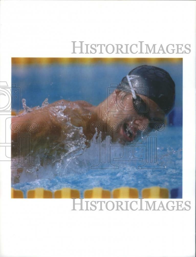 Press Photo Poster painting Melvin Stewart wins meter Butterfly swim Ol - RRQ67949