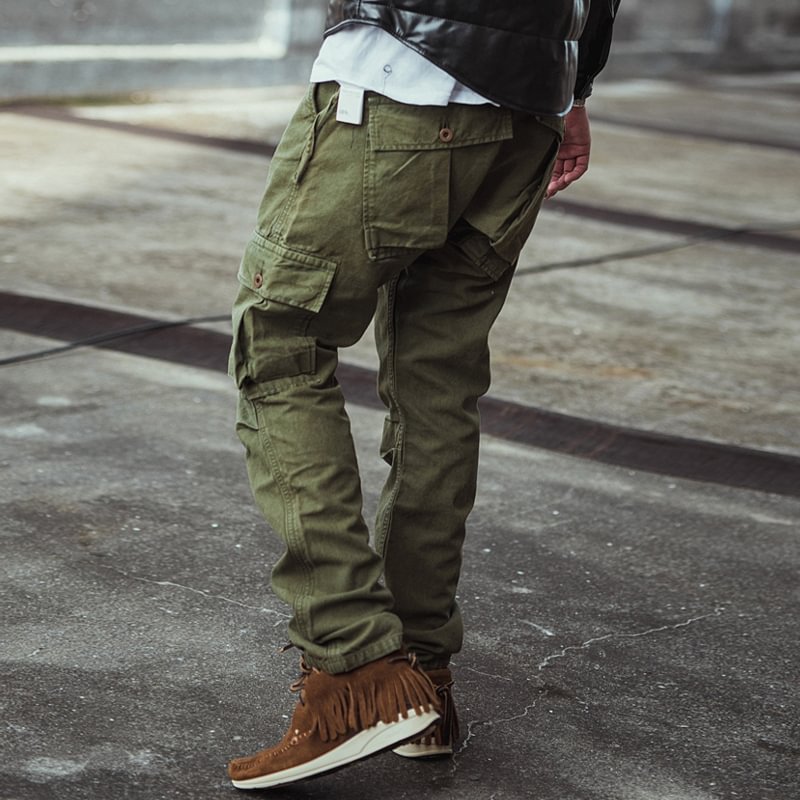 12oz High-density Light And Thin Canvas Pocket Army Micro Tapered Pants