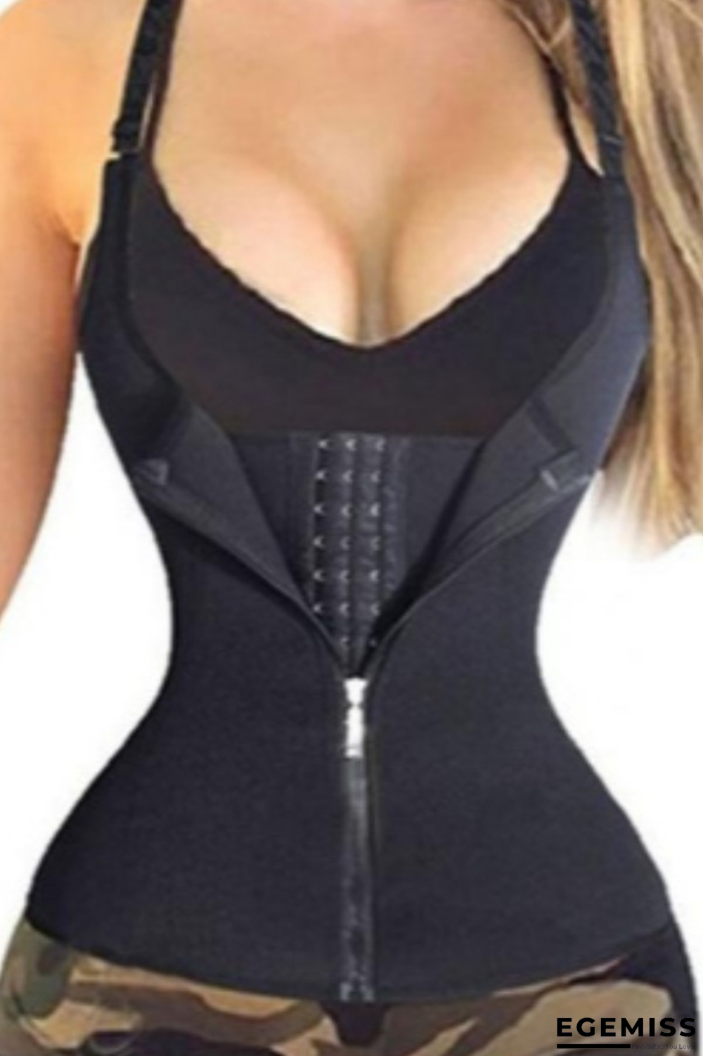 Black Fashion Casual Sportswear Zipper Design Bustiers | EGEMISS