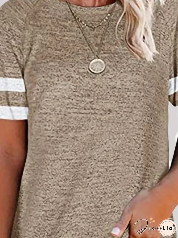 Casual Stitching Round Neck T-shirt