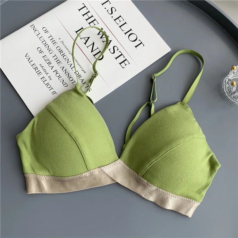 Cute Bralette Top Cotton Bra Women Comfort Bralet Underwear Wireless Bras Candy Color Brassiere Ladies Intimates Lingerie