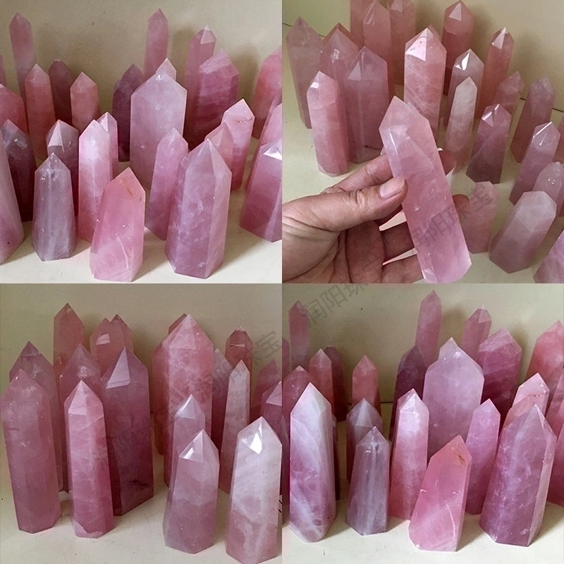 Natural Pink Crystal Hexagonal Standard Column 1 Piece
