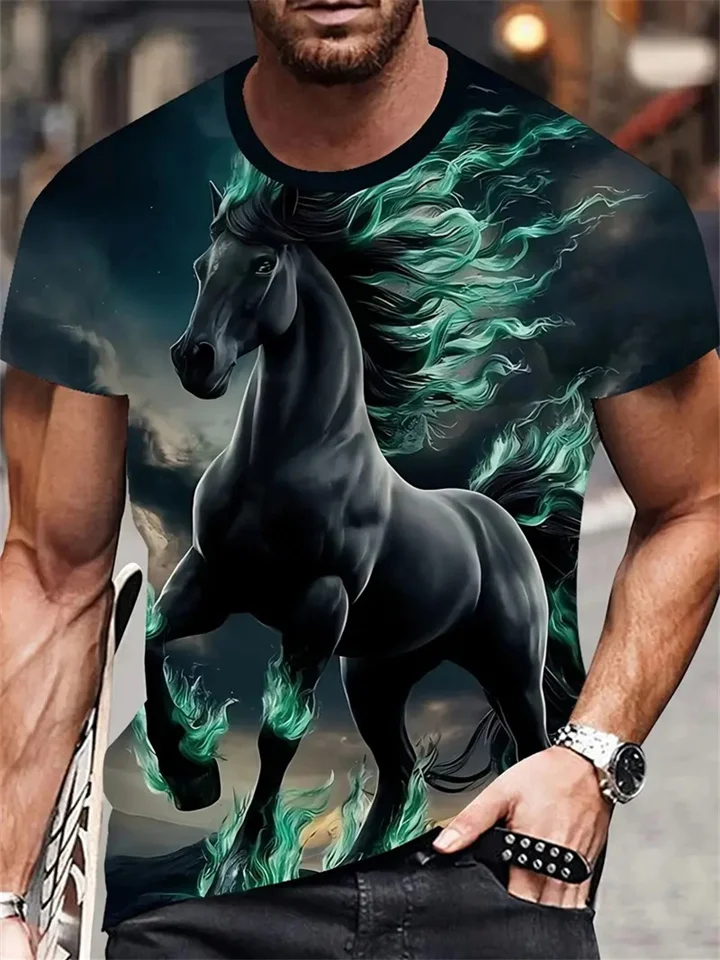 New Fashion Trend Loose Men's Short-sleeved Printed T-shirt
