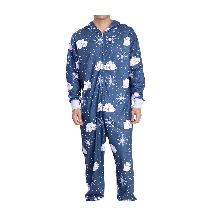 Snom Snowflake Hooded One-Piece Pajamas - Adult