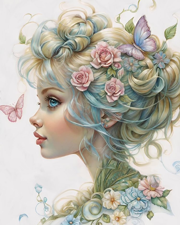 Fantasy Butterfly Flower Girl 40*50CM(Canvas) Full Round Diamond Painting gbfke
