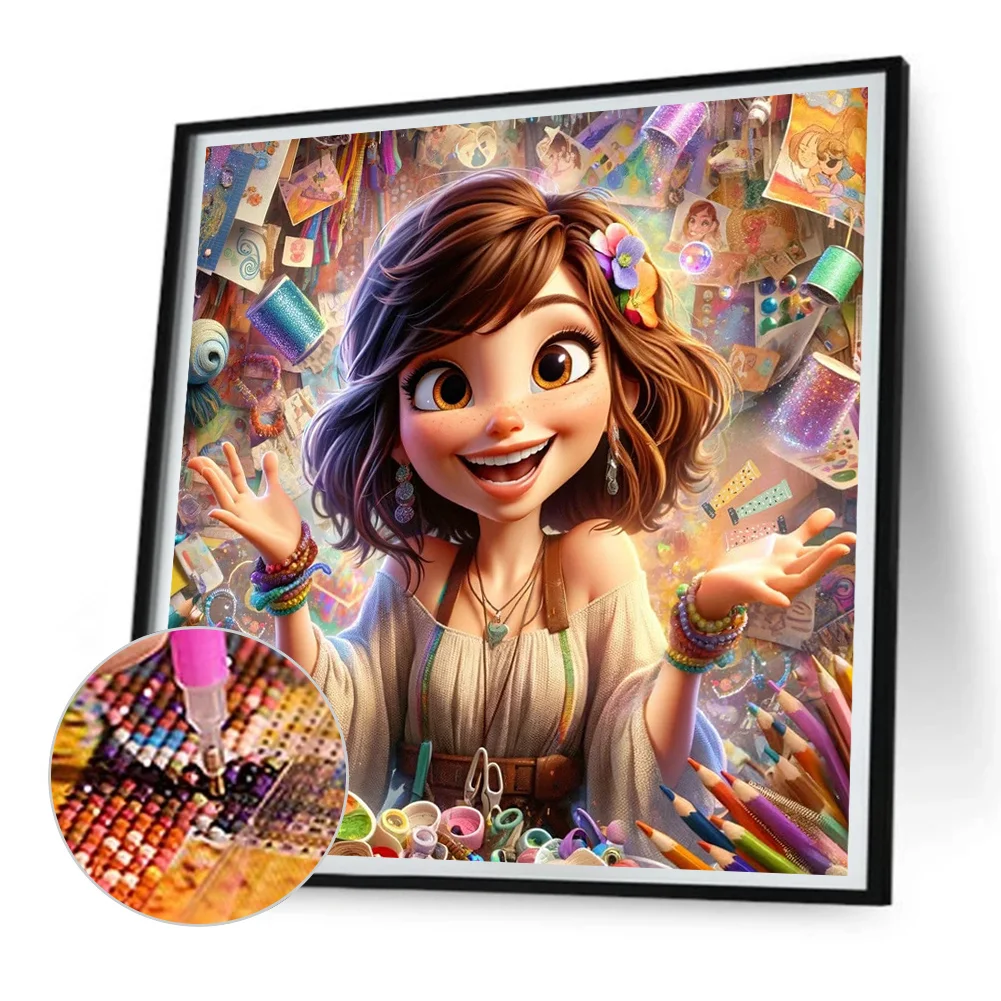 Full Round Diamond Painting 30*30cm - Girl