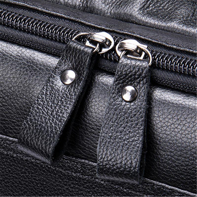 Mens Layered Vintage Waterproof Durable Large Capacity Leather Business Briefcase