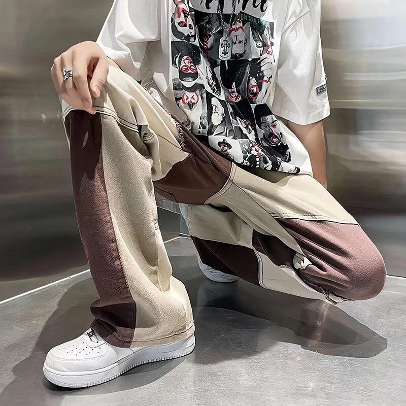 Brownm Patchwork Pants