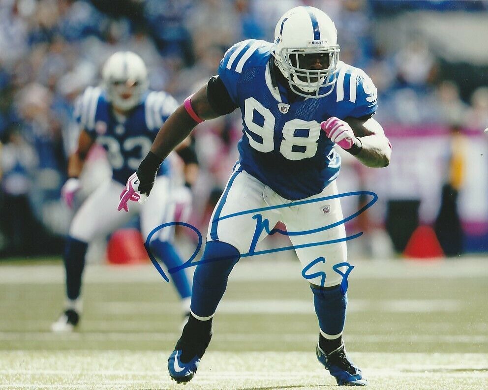 ROBERT MATHIS SIGNED INDIANAPOLIS COLTS FOOTBALL 8x10 Photo Poster painting #2 AUTOGRAPH PROOF!
