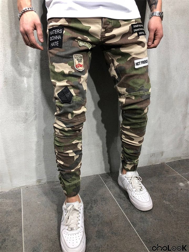 Trendy Comfortable Male Mid-waist Camo Pants