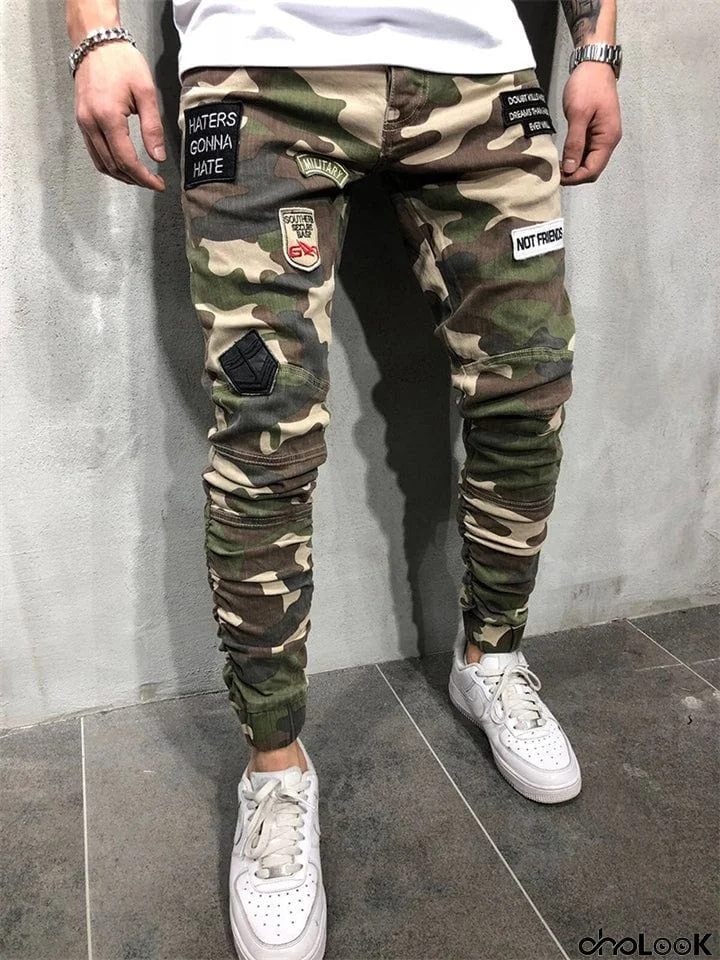 Trendy Comfortable Male Mid-waist Camo Pants