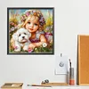 Diamond Painting-DIY Full Round Drill Pet And Girl（40*40CM)