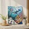 DIY Pearl Painting Ocean Sharks for Home Wall Decor with Frame(40x30cm)