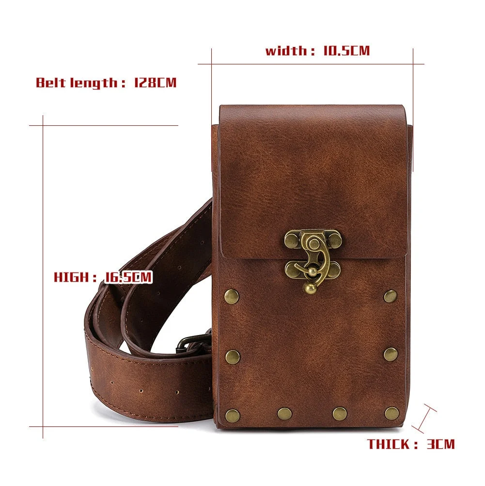 Chain Small Belt Motorcycle Leg Banana Pouch Hip Bag Steampunk Bag Shoulder Messenger Waist Bag Fanny Pack For Women Cyberpunk