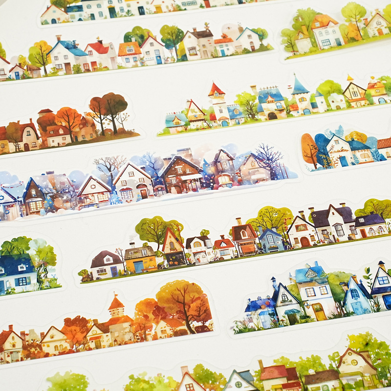 PET 스티커 - 사계절 식물 시리즈 빈티지 나무 꽃집