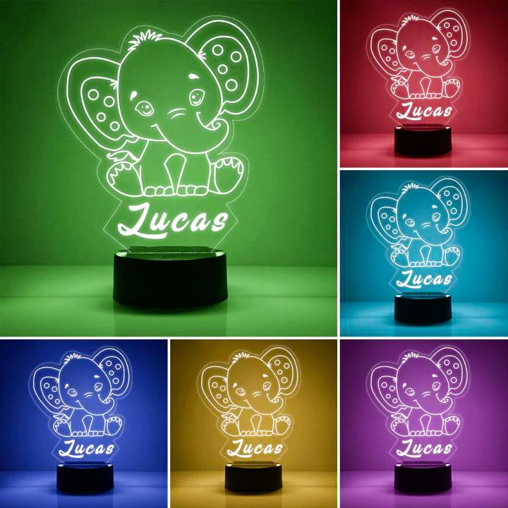 Personalized Cute Elephant Night Light Custom Name Gifts for Kids