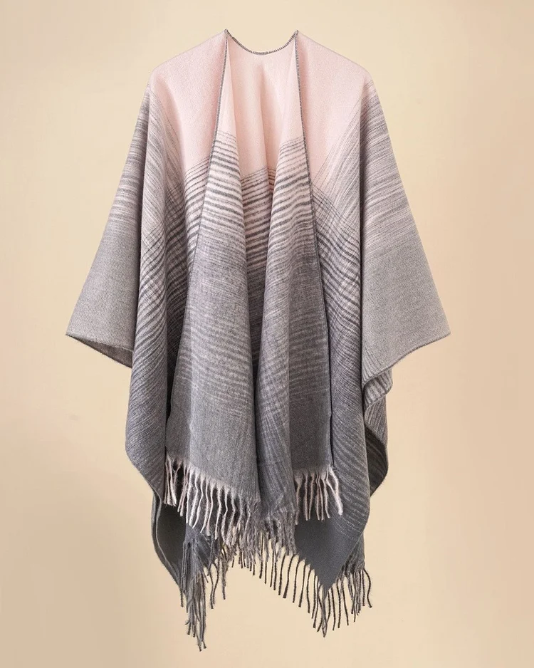 Women's Gradient Casual Cape Shawl 002