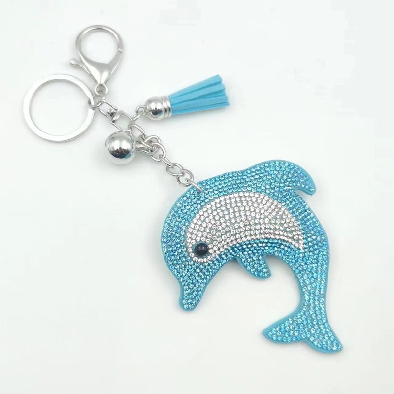 Beach Dolphin Flannel Unisex Keychain