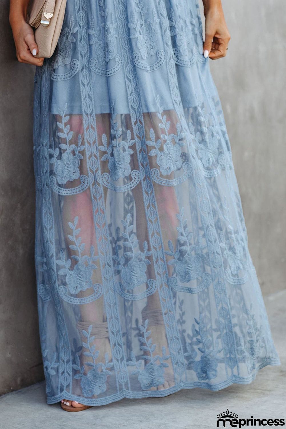 Lace Crisscross Backless Maxi Dress