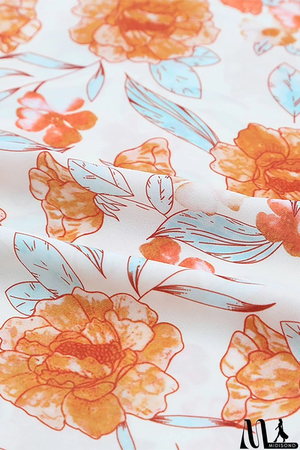 MidiSono - Split V Neck Floral Print Dolman Blouse