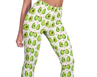 pornhint Pornhint Cute Avocado Leggings - Avocado Pattern Capri Leggings - Avocado Loungewear For Women - Leggings For Girls - Perfect Gift for Avocado Lovers