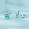 Blue Starfish Stud Earrings 925 Sterling Silver 