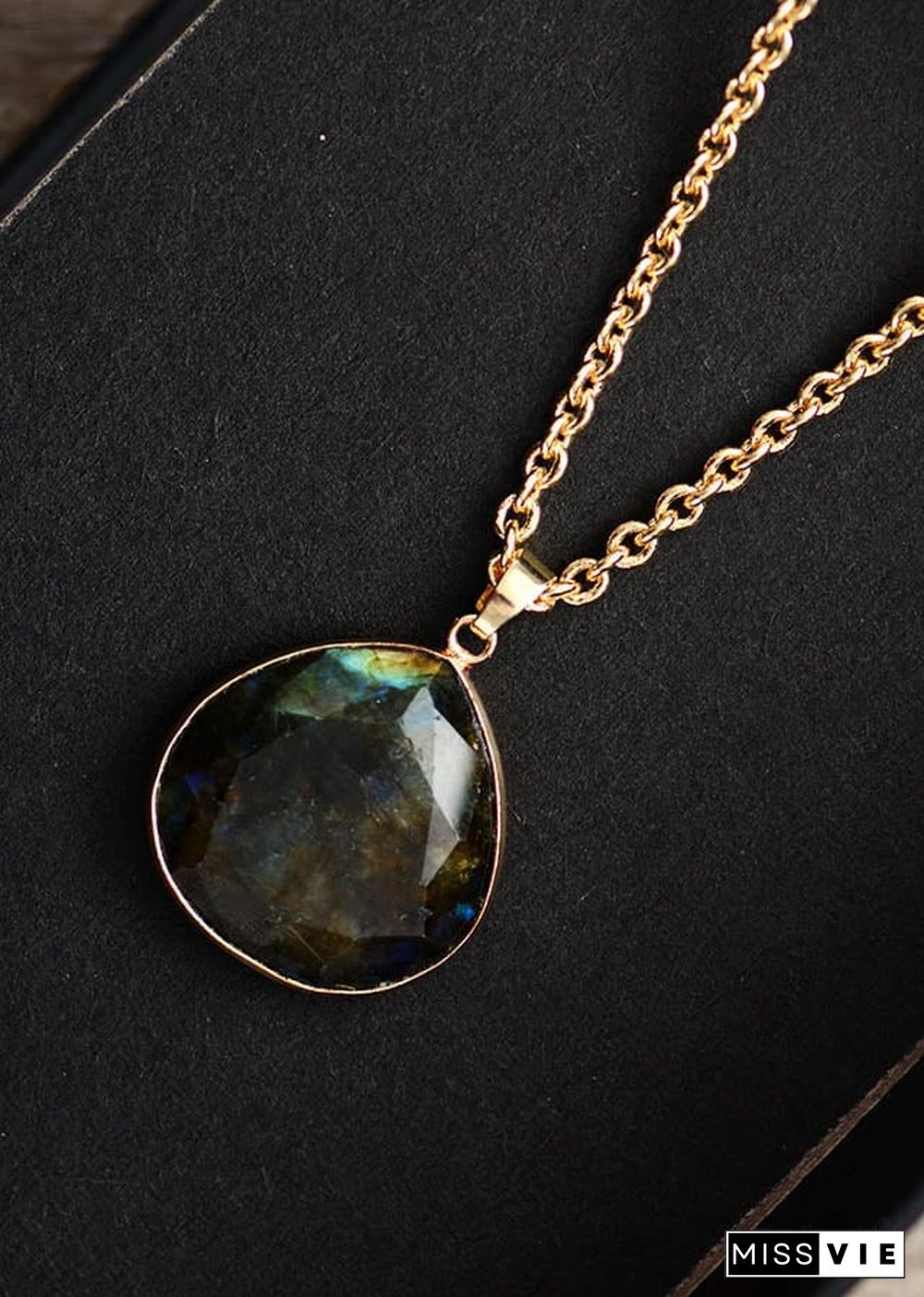 Boho Necklace, Labradorite and Gold Chain Rosie
