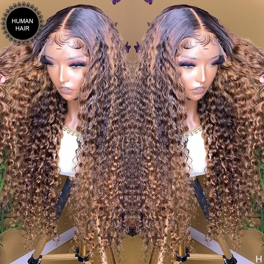 Daily Sales  | HIGHLIGHT CURLY 150% DENSITY GLUELESS LACE FRONT NATURAL WIG SCALP TOP CLOSURE WIG WITH BABY HAIR