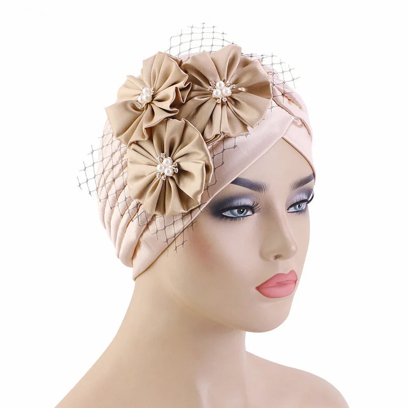 Women's Solid Color Folds Big Flower Wash Wedding Hat