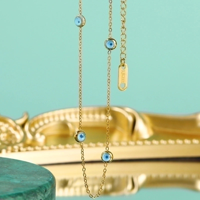 Fashion Devil'S Eye 304 Stainless Steel Zircon Plating Necklace