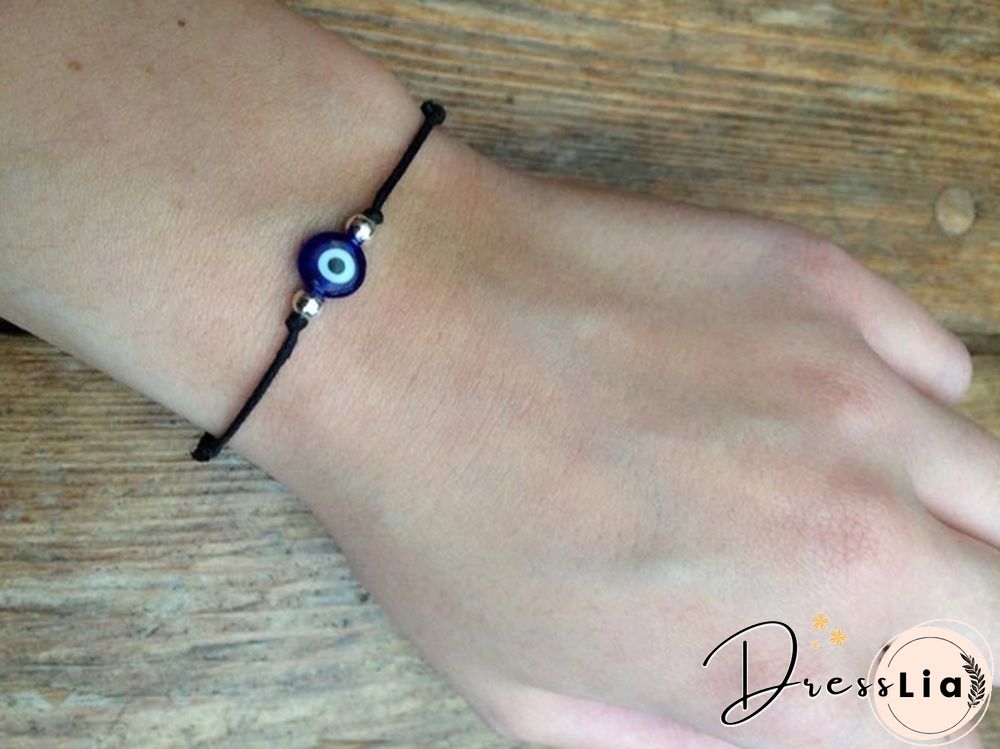 2Pcs/Set Evil Eye Handmade Black Rope Beaded,Ankle,Bracelet,necklace Set