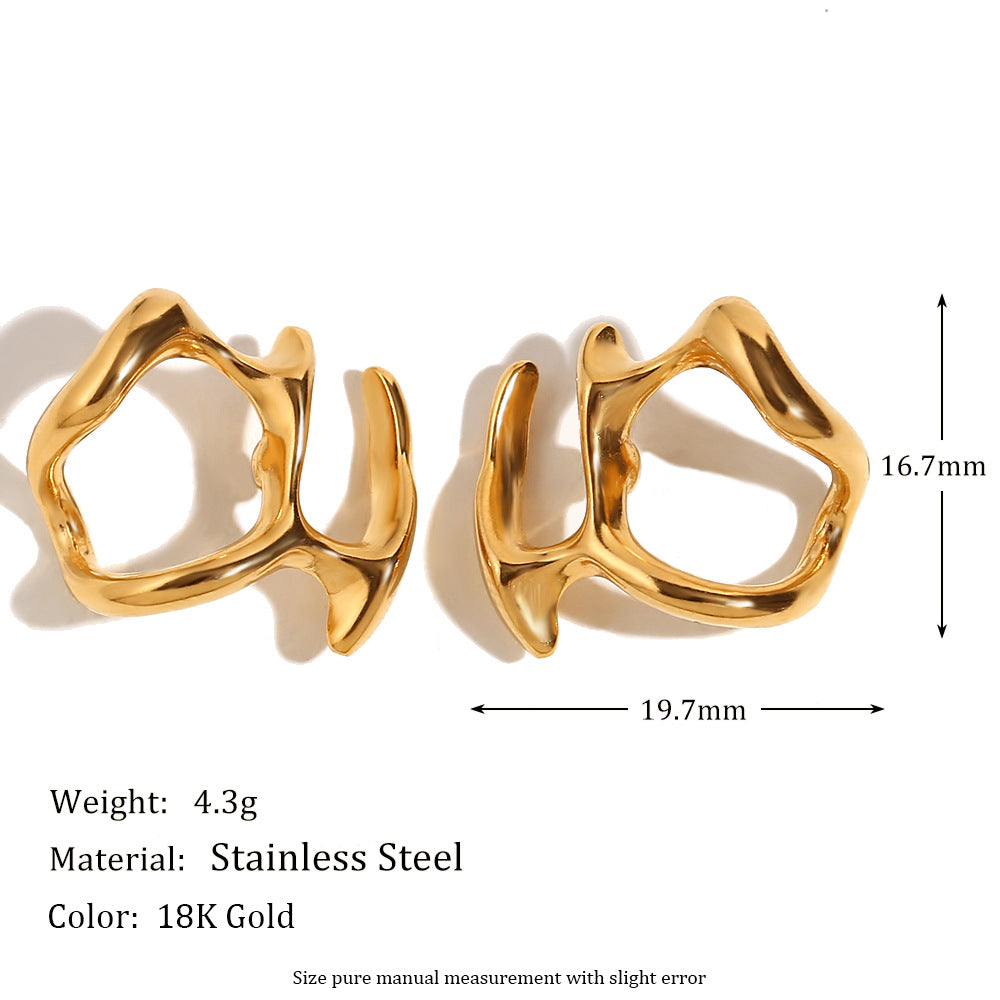 Niche Design Personality Earrings Stainless Steel 18K Gold Plated Geometric Petal Earrings For Women