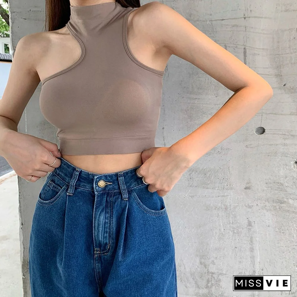 Irregular Pure Color Crop Top