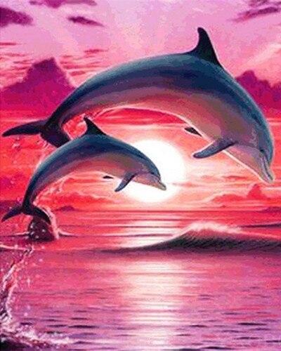 

Dolphin Show in Pink Sky – Paint By Numbers - 40*50CM, 501 Original