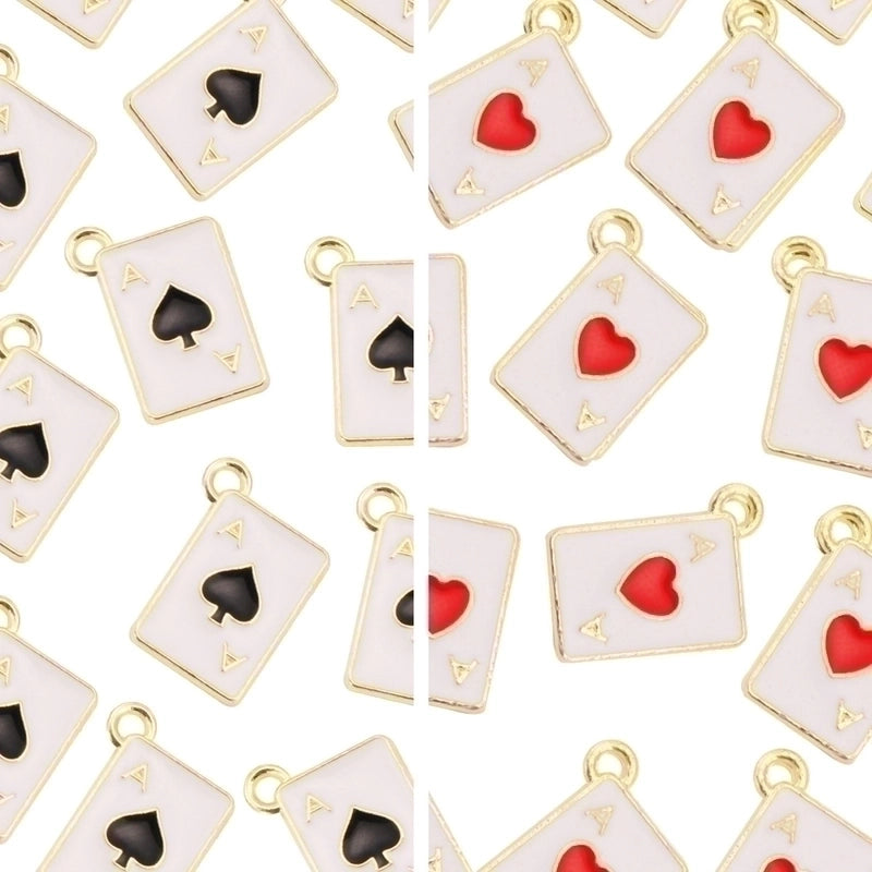 10 Pieces Minimalist Poker Alloy Enamel Pendant Jewelry Accessories