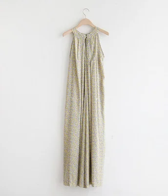 Loose Hanging Neck Sleeveless Chiffon Jumpsuit - yankia
