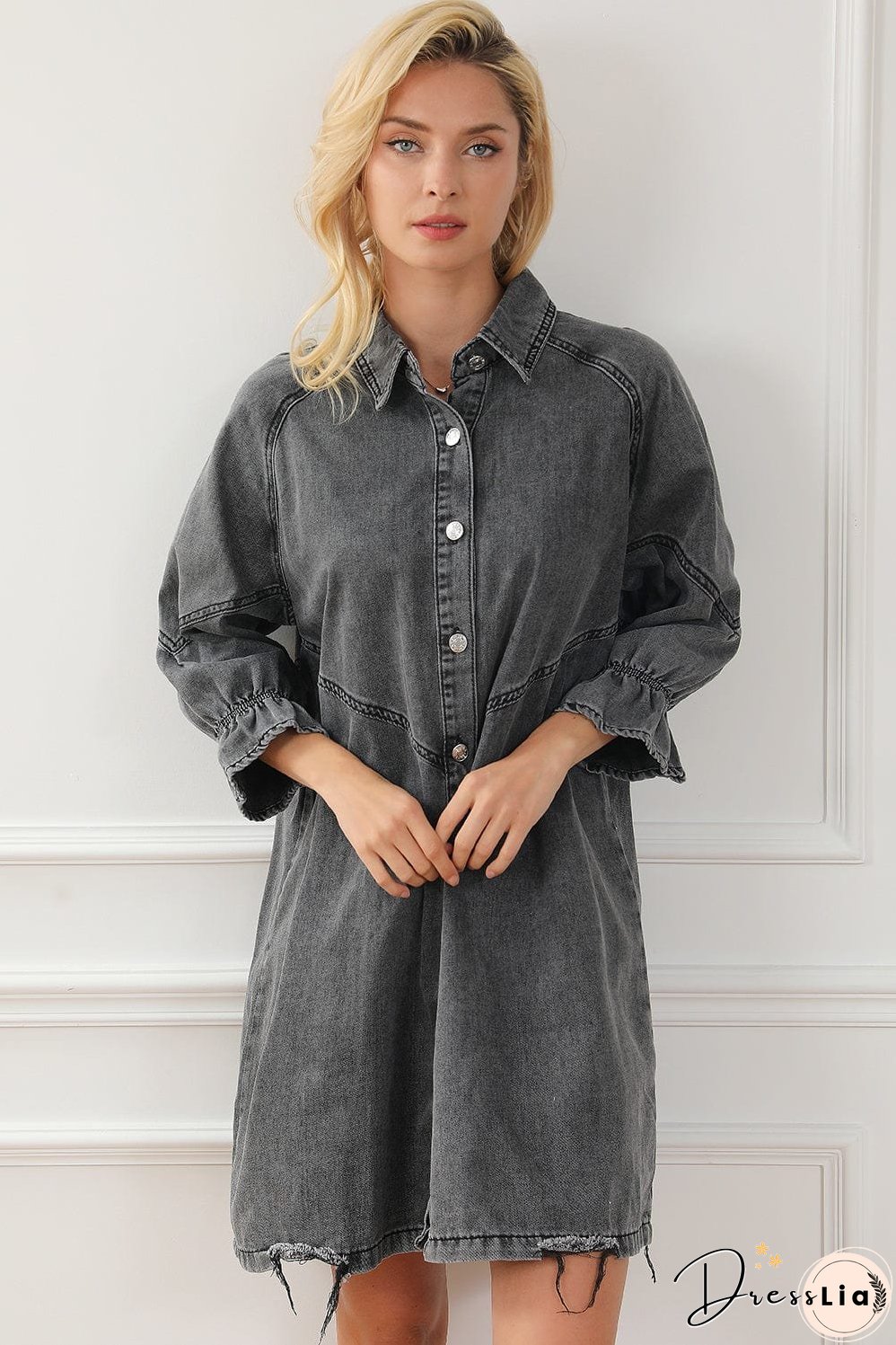 Denim Dress with Ruffles