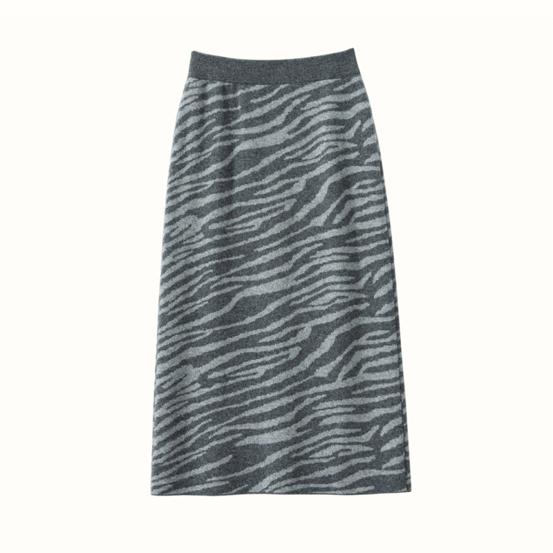 Zebra Print Women's Cashmere Skirt  REAL SILK LIFE