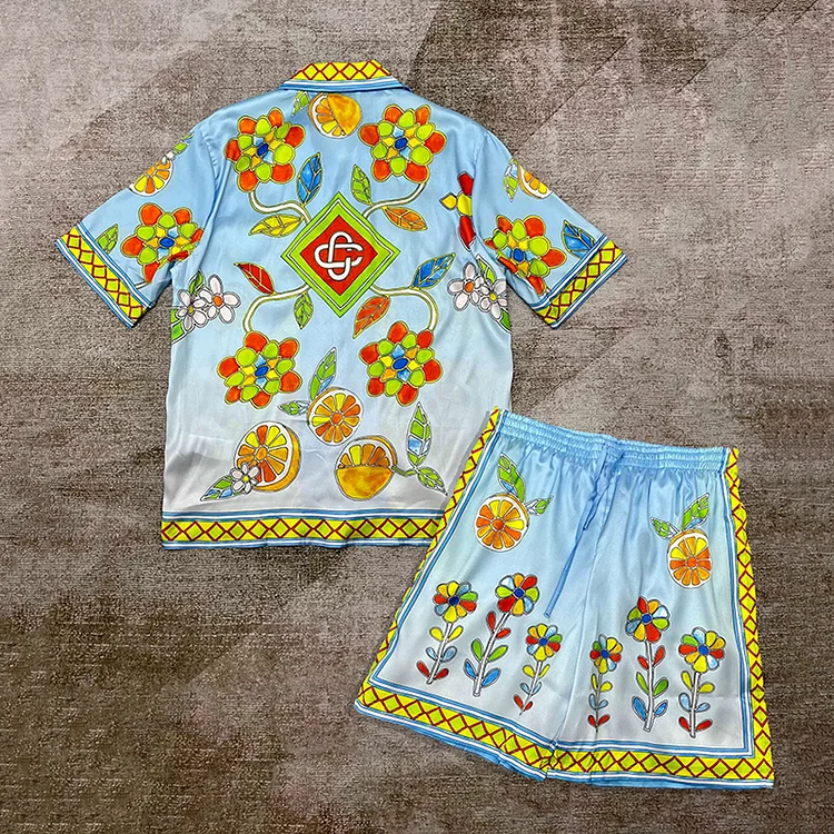 Casa Summer Fruits Art Street Pocket Shirt And Shorts Co-ord
