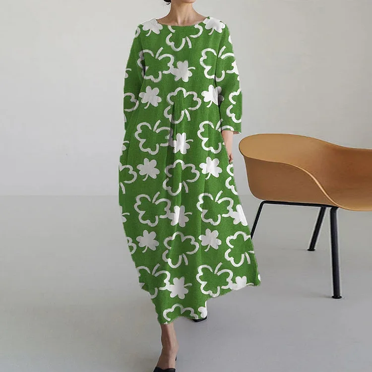 VChics Women's Shamrock St Patrick's Day Casual Printed Maxi Dress