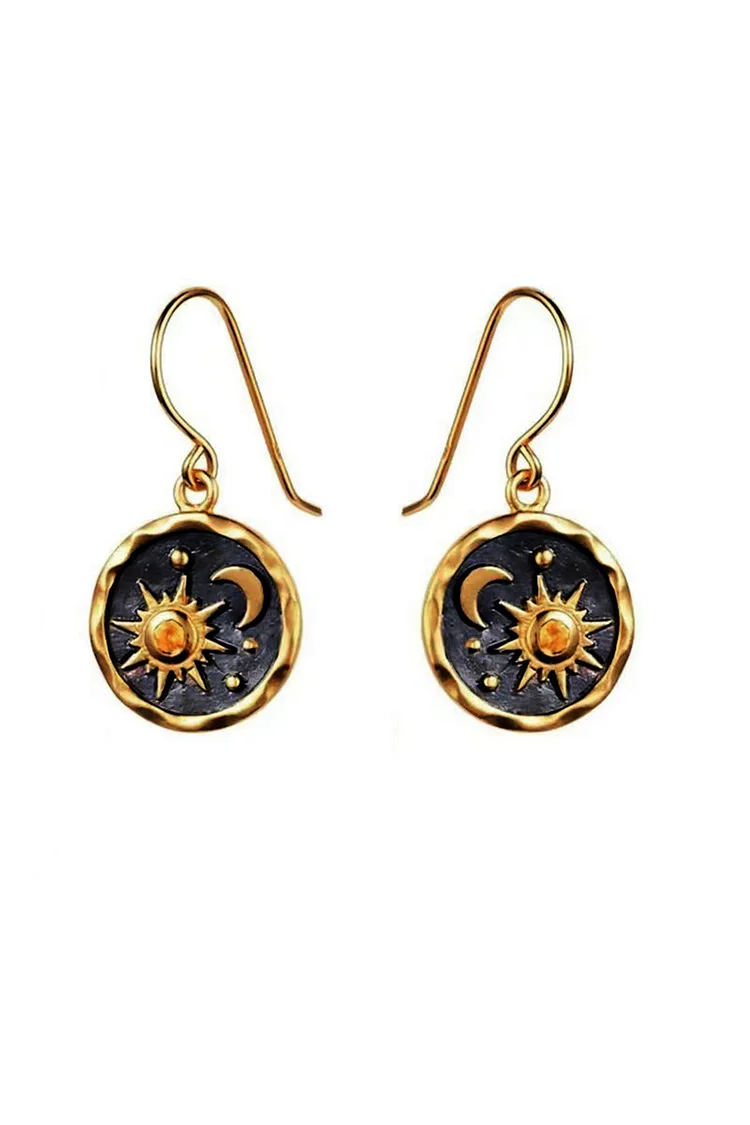 Retro Boho Sun And Moon Shape Round Beaded Earrings 2024 - Xpluswear