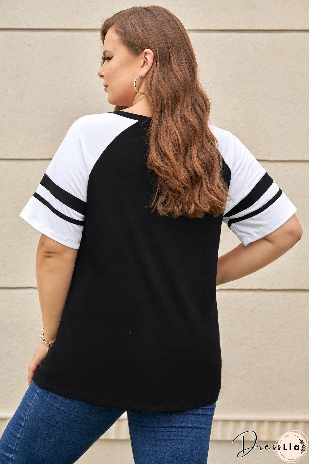 Plus Size HOPPY EASTER Graphic Crisscross V-Neck Tee