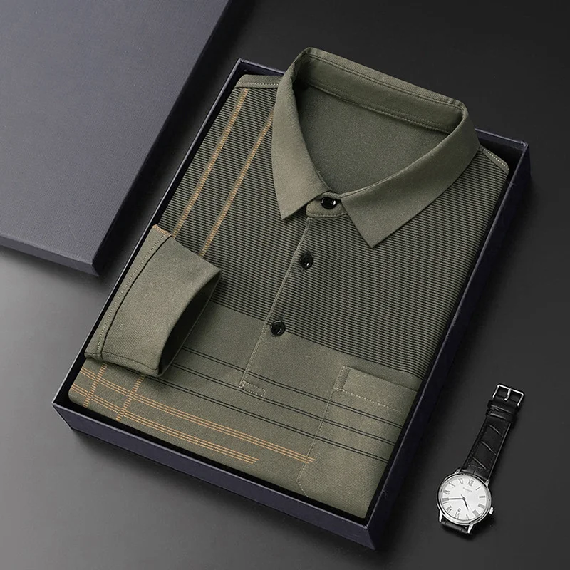 Letclo™ Men's Business Long Sleeve Polo Shirt letclo Letclo