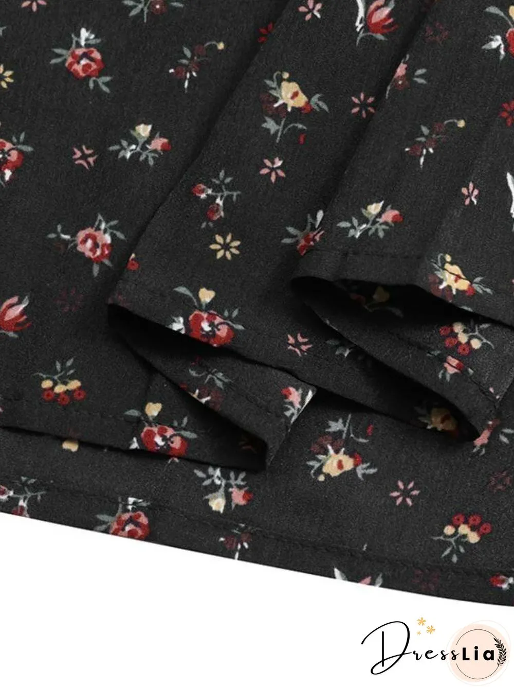 Floral Print Long Sleeves V-neck Casual Dress for Women