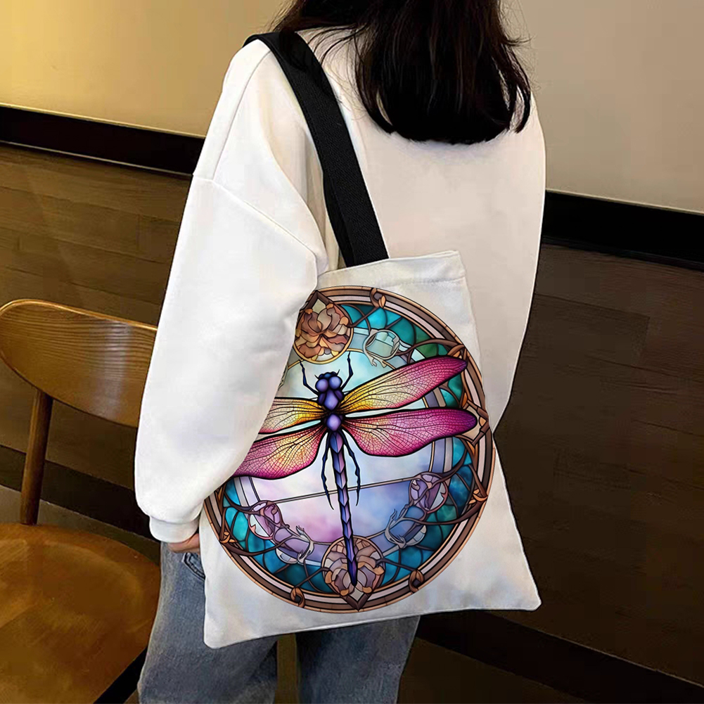 Stained Glass Dragonfly Designer Print Tote Bag by Galleria
