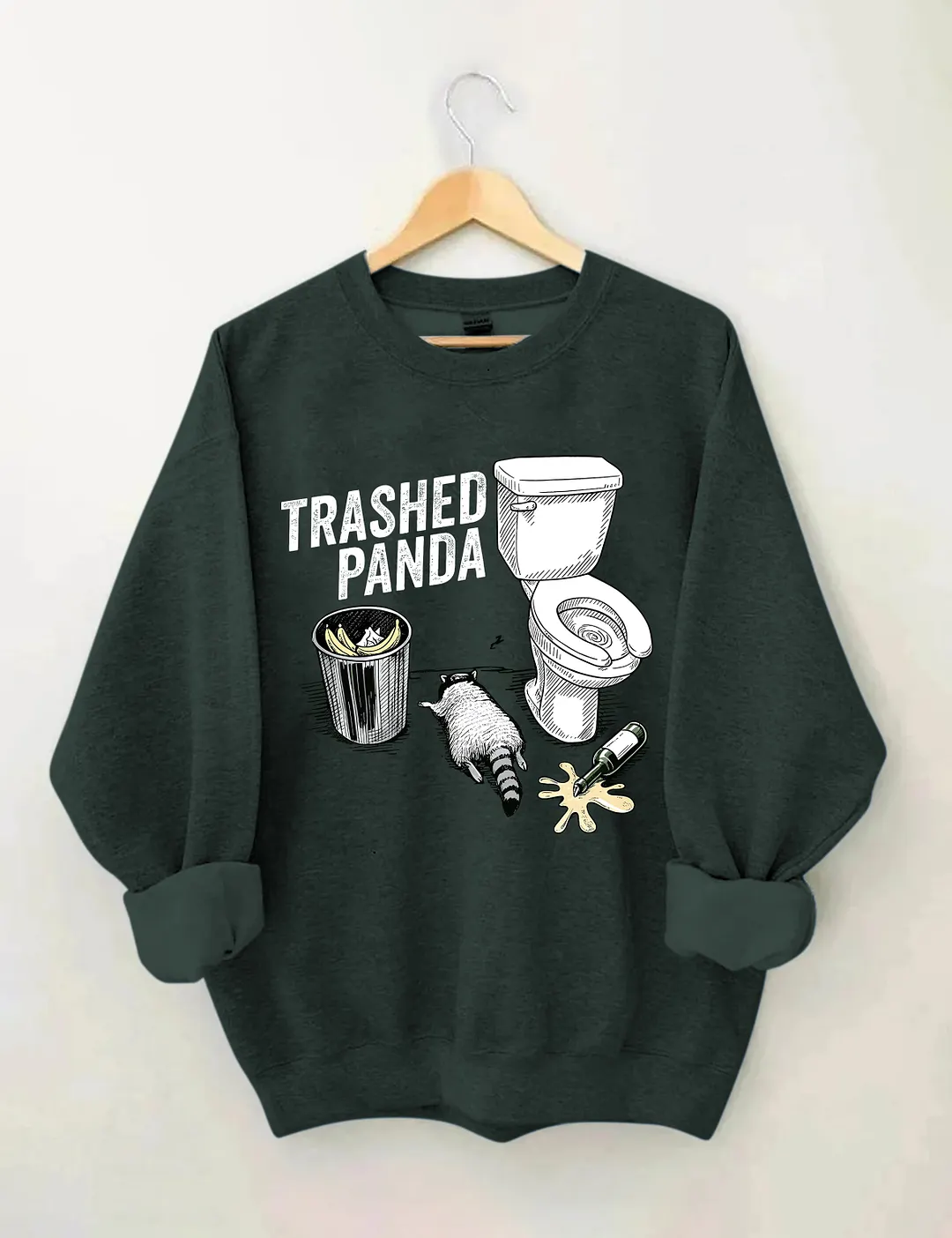 Trashed Panda Funny Drunk Raccoon Sweatshirt