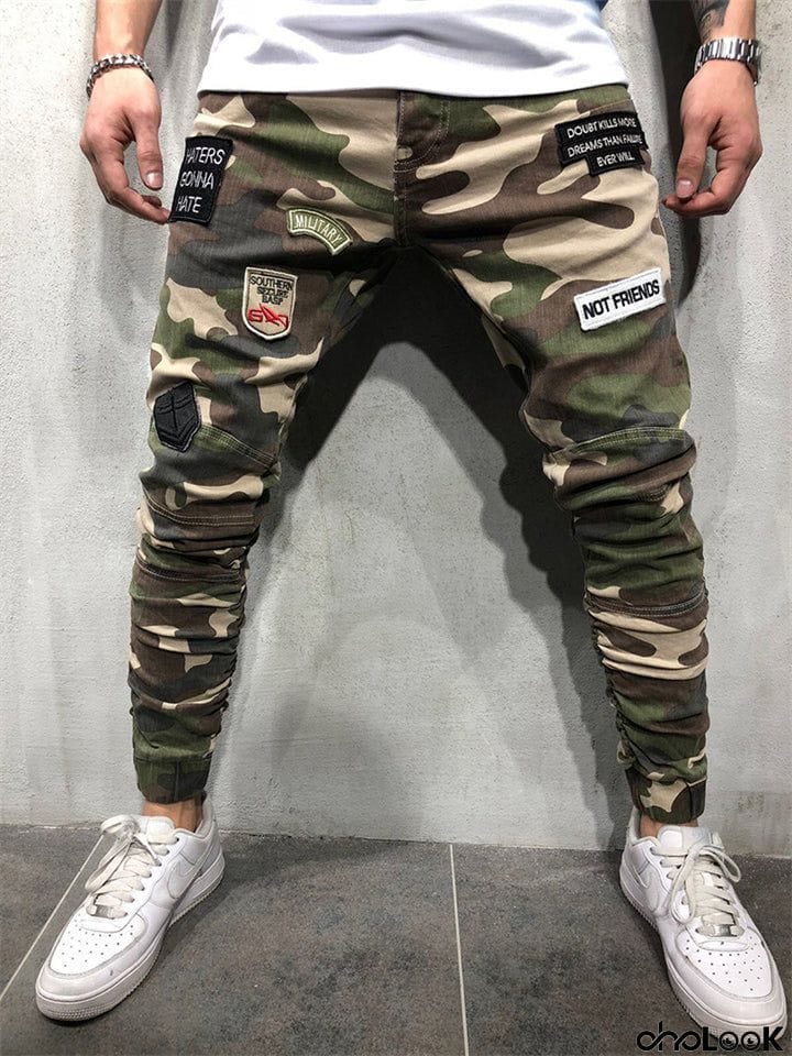 Trendy Comfortable Male Mid-waist Camo Pants