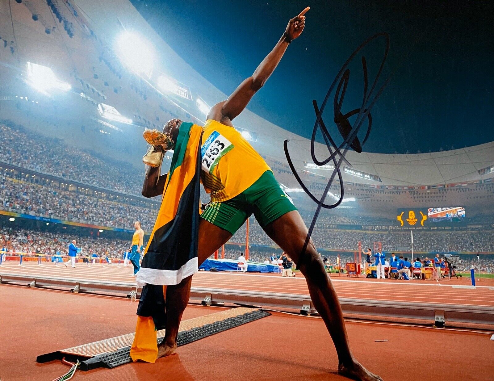 Usain Bolt Genuine Hand Signed Jamaica 15x10 Photo Poster painting, 1